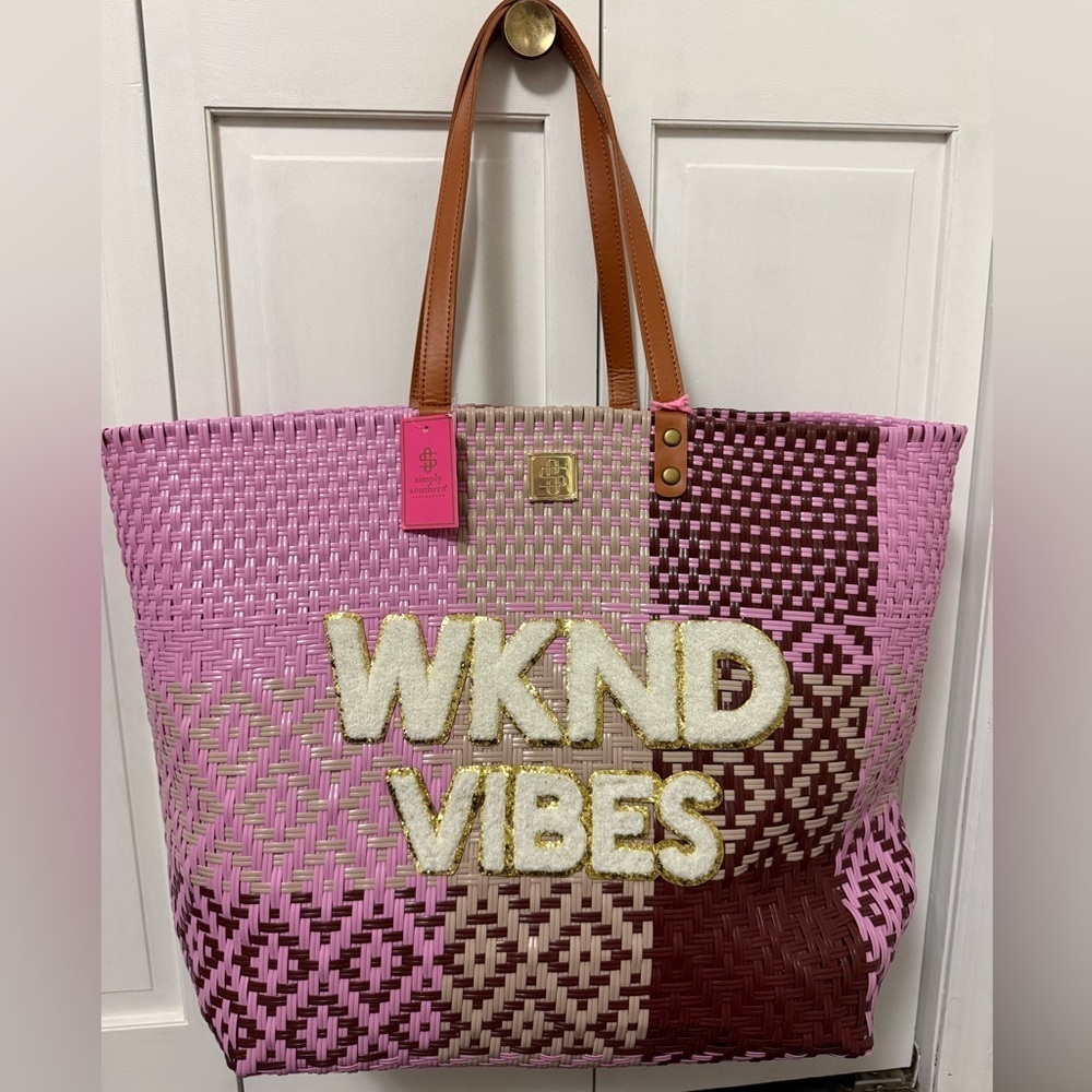 NWT Simply Southern | WKND Vibes | Calabash Tote Bag Beach Travel Weekend Large - Picture 3 of 9